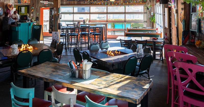 Interior, tables ready for guests
