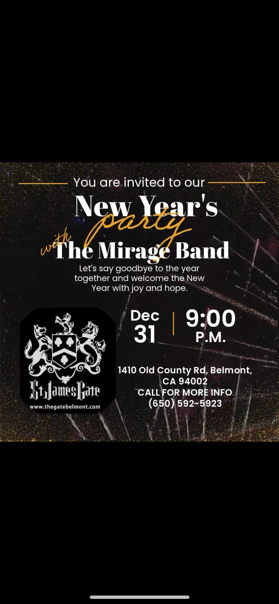NEW YEARS EVE WITH MIRAGE BAND event photo