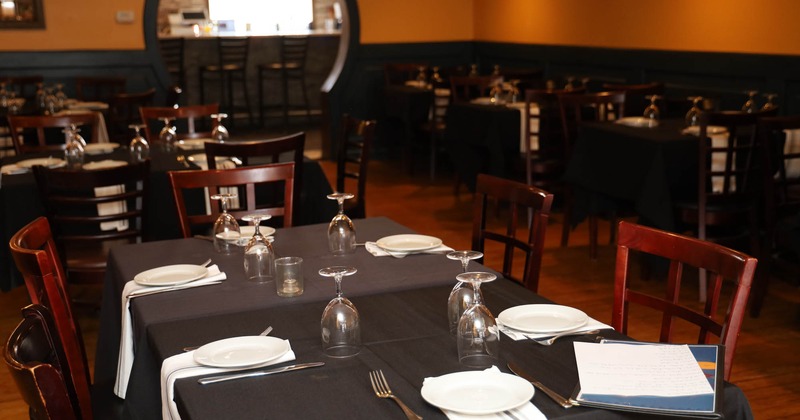 Main dining room, two tables set up