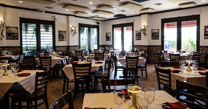 Interior, dining area with tables and chairs