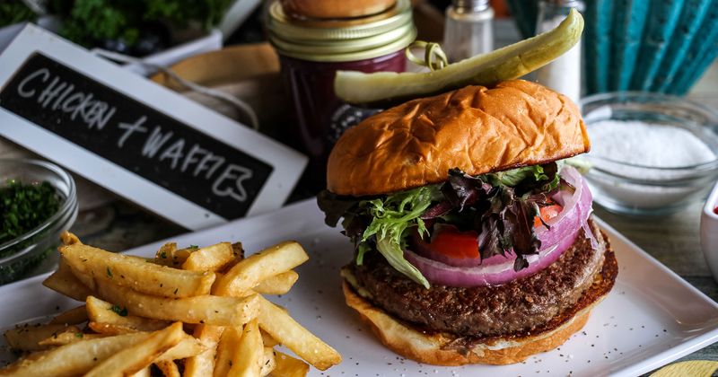 Hamburger and fries