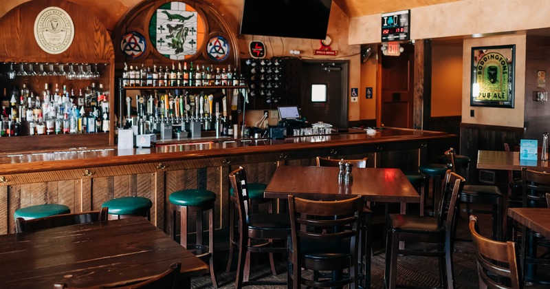 Interior, seating space, bar counter area