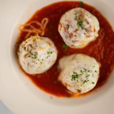 Classic cheese meatballs in marinara sauce.
