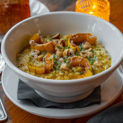 Bowl of squash risotto.