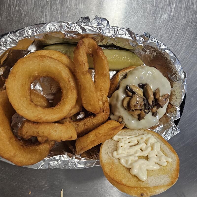 Mushroom Swiss Burger Basket photo