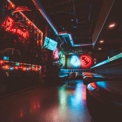 Neon light in the bar area