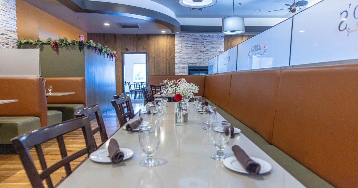Interior, table set for guests