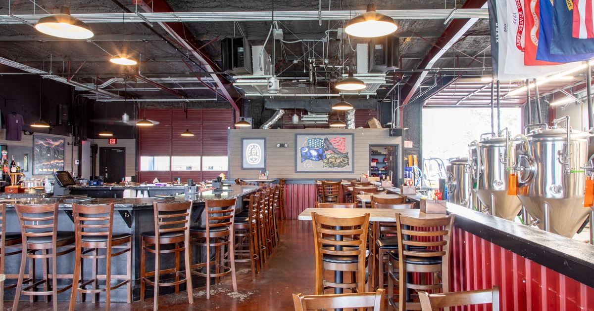 Interior, bar area, tables, chairs and bar stools