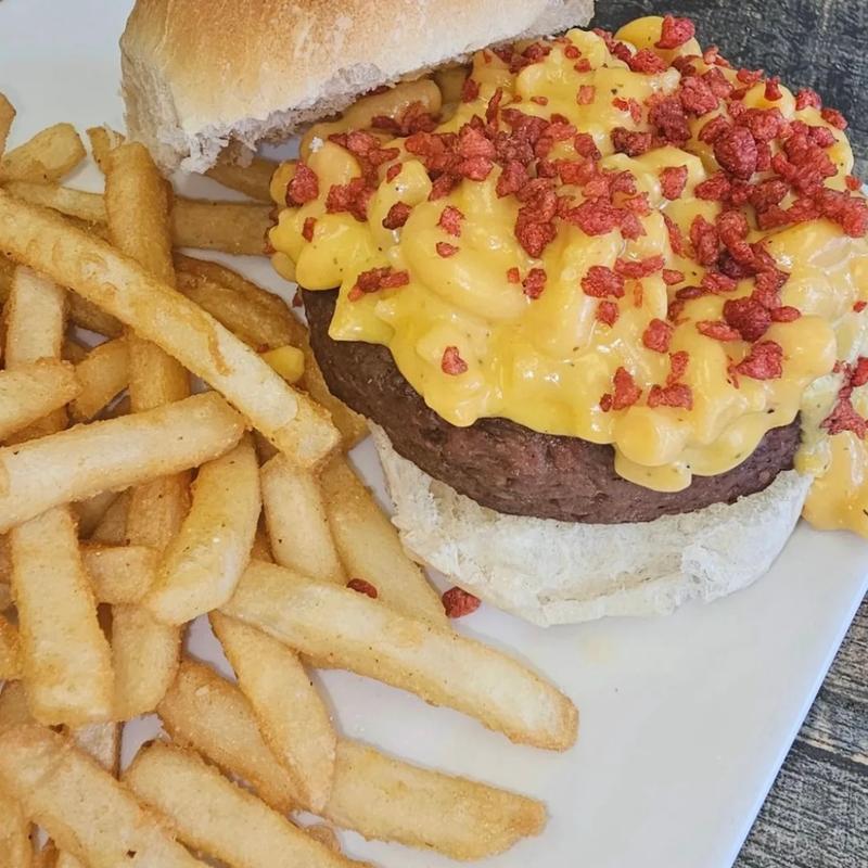 Vegan Impossible Mac Attack Burger photo