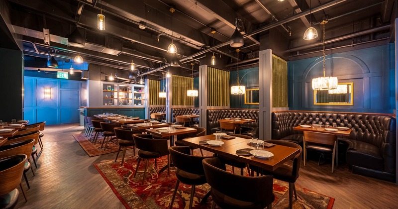 Restaurant interior, dining area, tables ready for guests