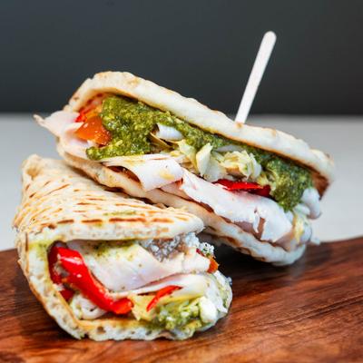 Turkey artichoke sandwich.
