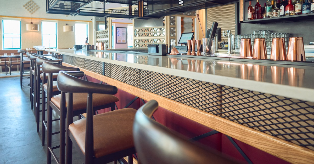 Bar, bar stools line