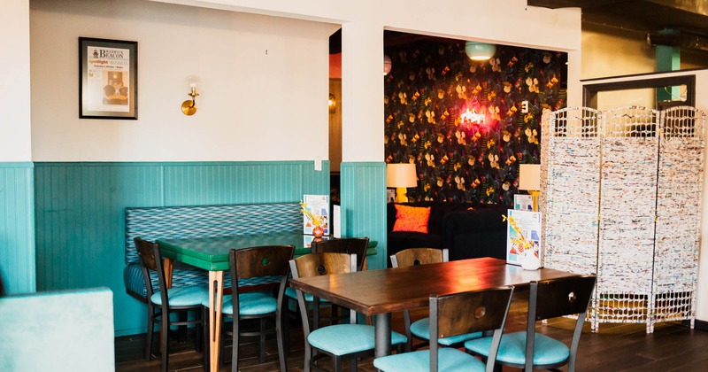 Interior, tables and seating