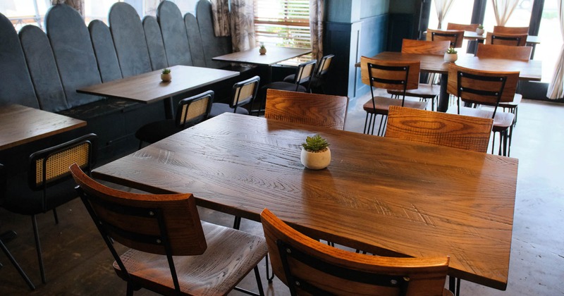 Interior, table and chairs