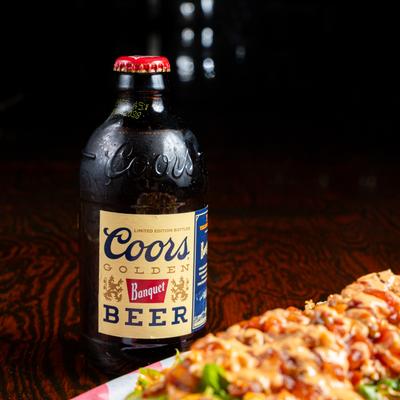 Coors Beer and nachos.