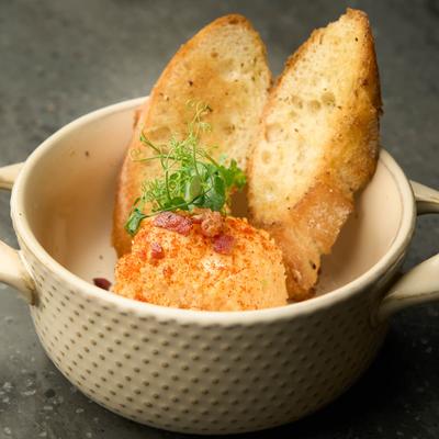 Smoked Gouda Pimento Cheese with Toast Points.