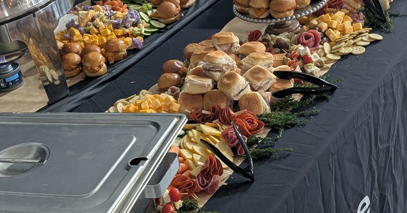 Platters on buffet tables
