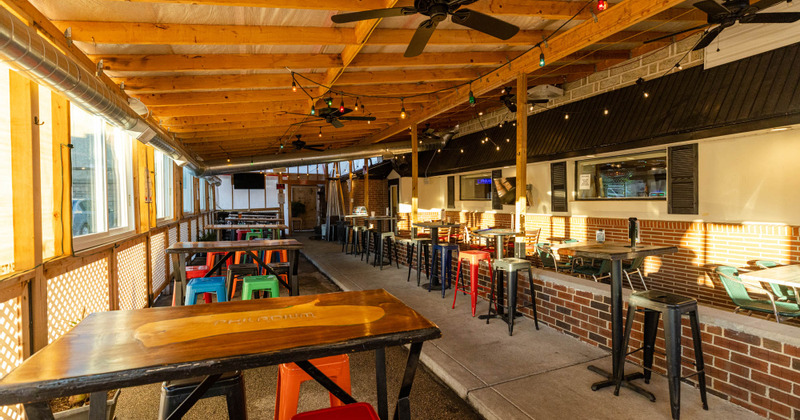 Interior, guest tables and chairs ready for guests