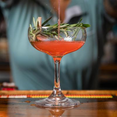 Fire and Brimstone cocktail pour