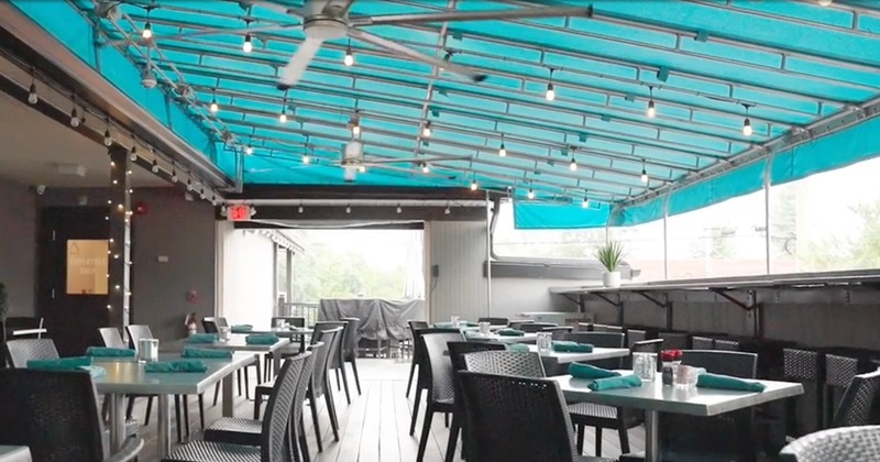 Interior, dining area with tables and chairs
