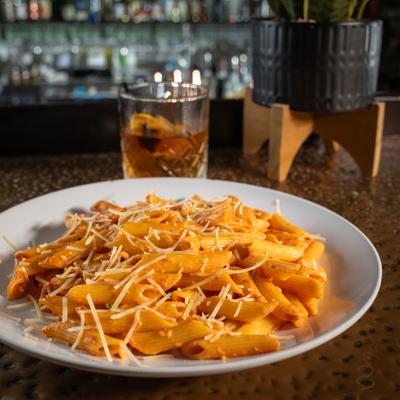 Penne ala Vodka, creamy tomato sauce, parmigiana