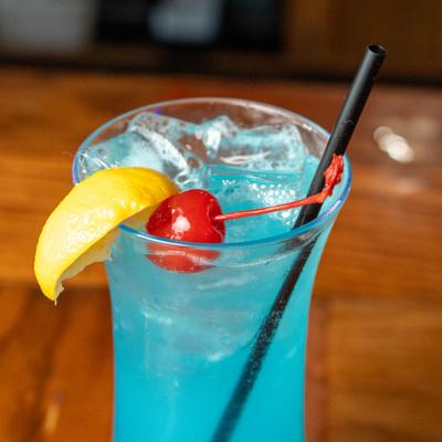 Blue cocktail drink.