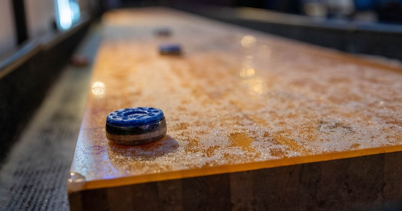 Interior, detail of shuffleboard table