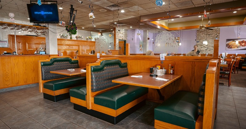 Interior, dining booths