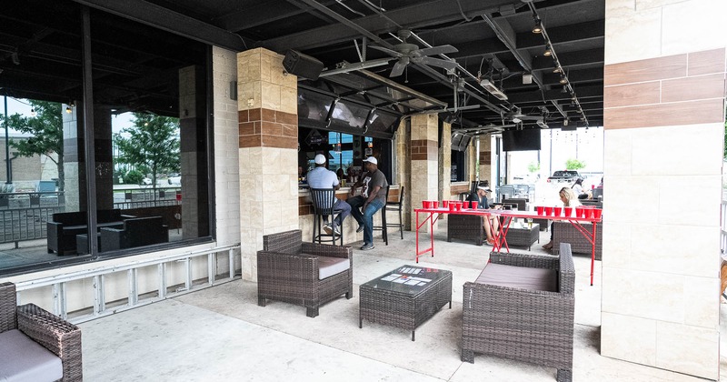 Interior, seating place on covered patio