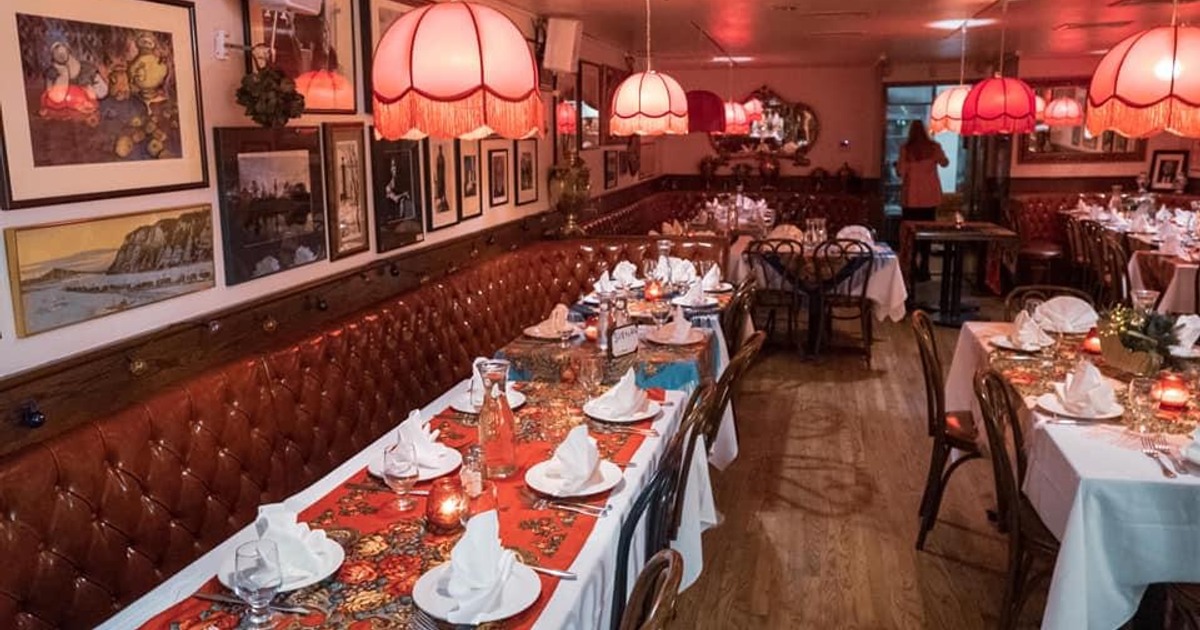 Cozy interior dining area with set tables