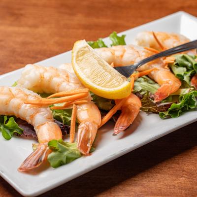 Jumbo Shrimp Cocktail served with a lemon wedge.