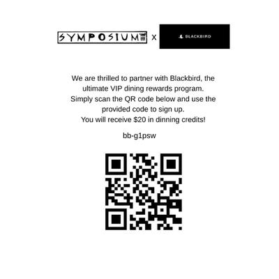 blackbird QR code reward program signup with code.