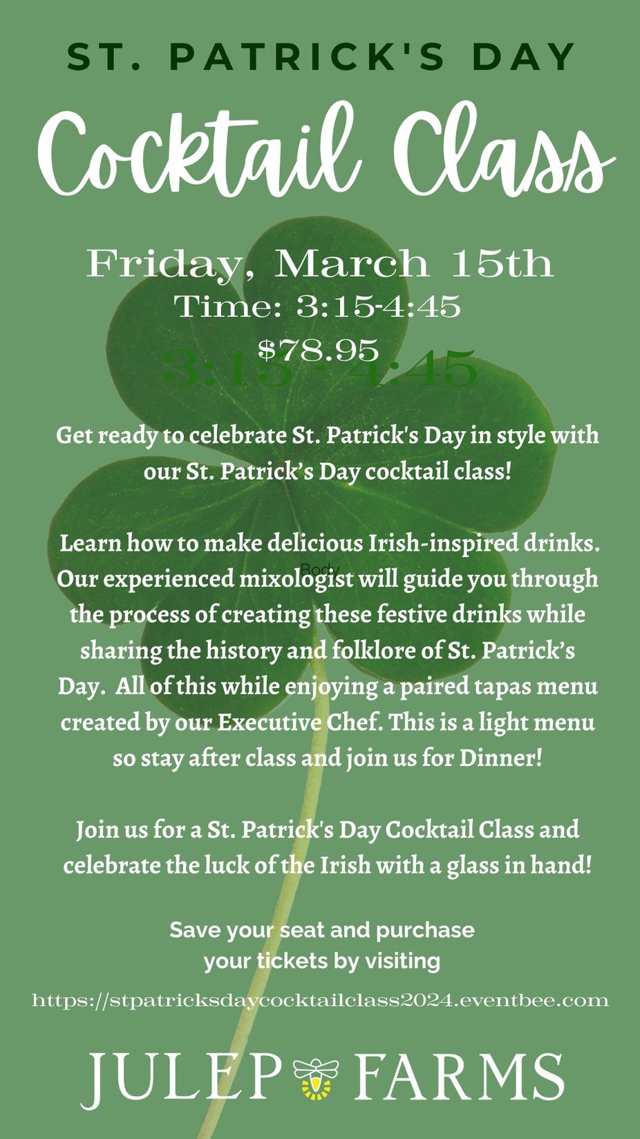 St. Patrick's Day Cocktail Class event photo