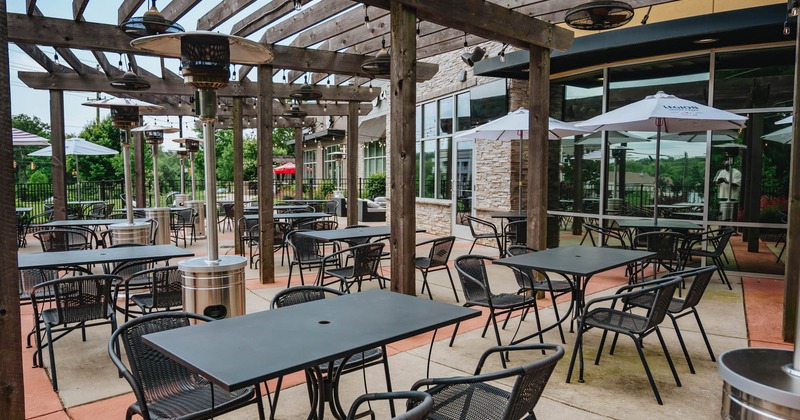 Exterior, patio, tables and chairs