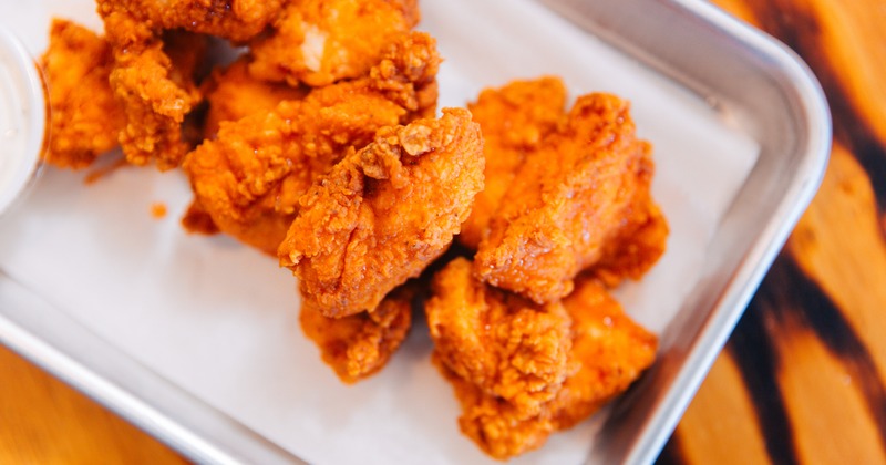 Close-up of crispy boneless chicken wings