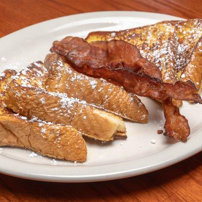 French toast and bacon.