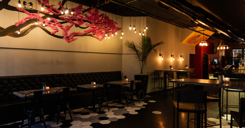 Interior, tables ready for guests