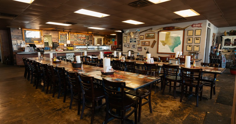 Spacious interior dining area with tables ready for guests