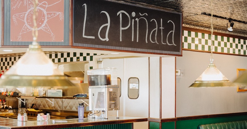 Bar, food counter, chairs