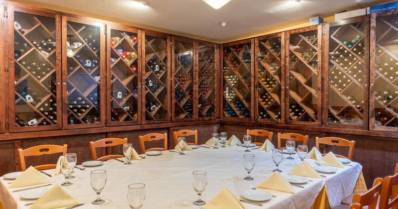Interior, a big dining table with tableware