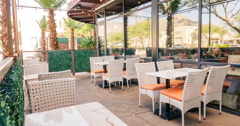 Patio area, tables and chairs