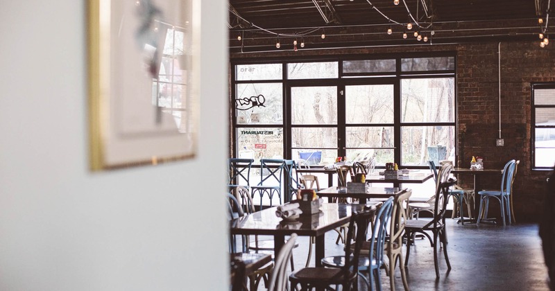 Interior, dining area, tables and chairs