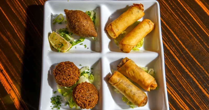 Several fried dishes, served