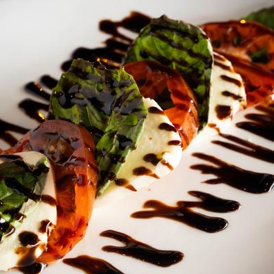 Caprese salad, close up.