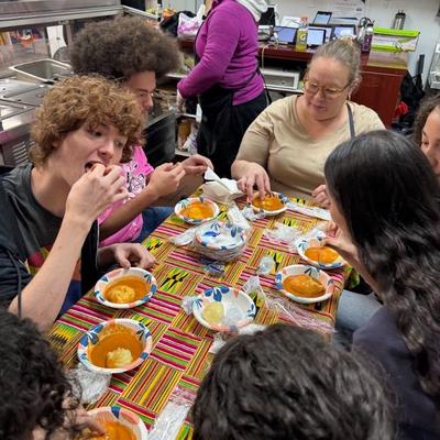 A group of people dining at the restaurant