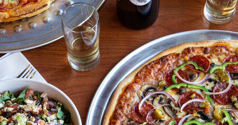 Pizza and a glass of beer