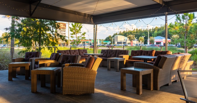 Interior, dining area, tables and chairs