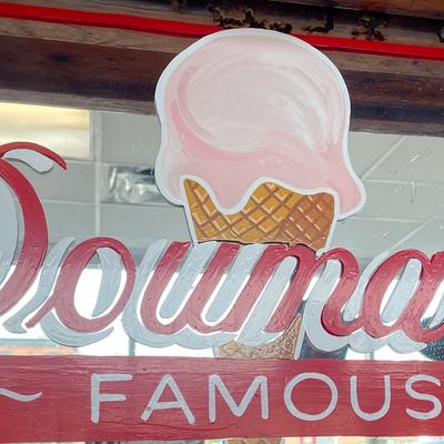 iconic Doumar's mirror behind the ice cream counter.