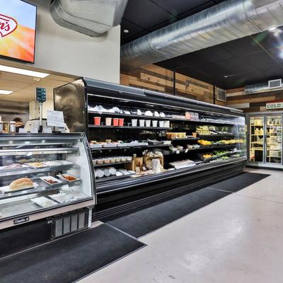Refrigerated displays in a supermarket.
