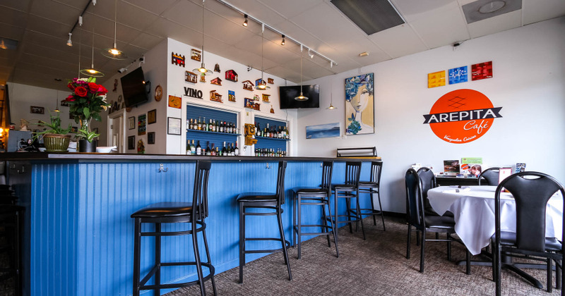 Bar with tall chairs